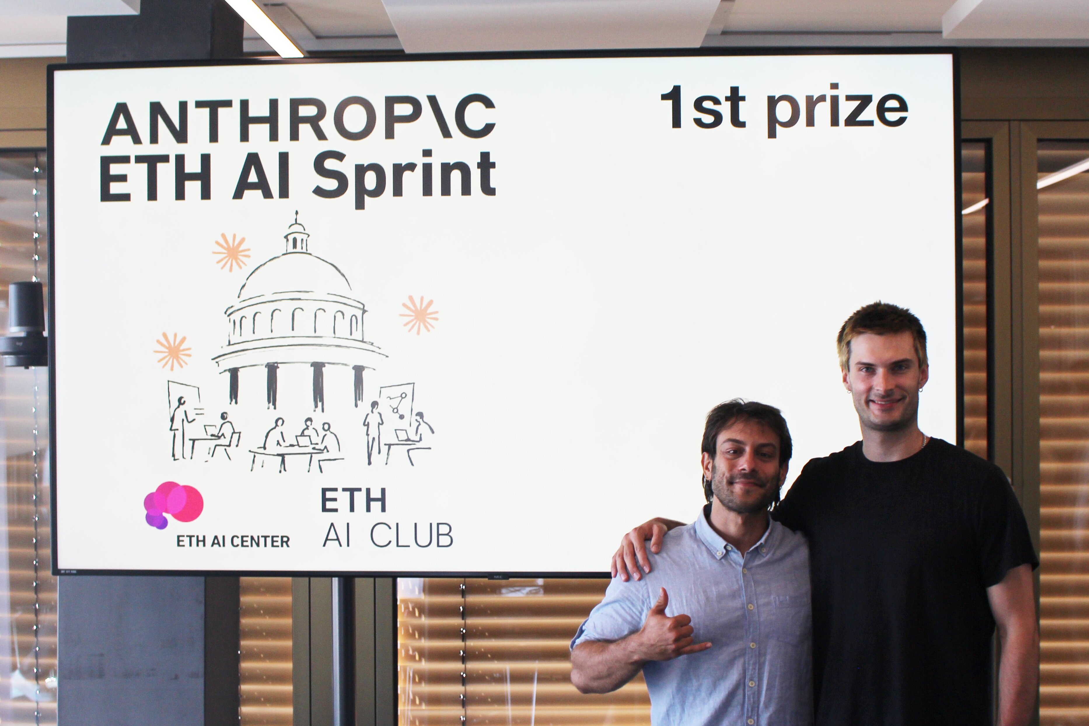 ETH AI Club members Orestis Oikonomou and Levi Lingsch win 1st place at the Anthropic-ETH AI Sprint